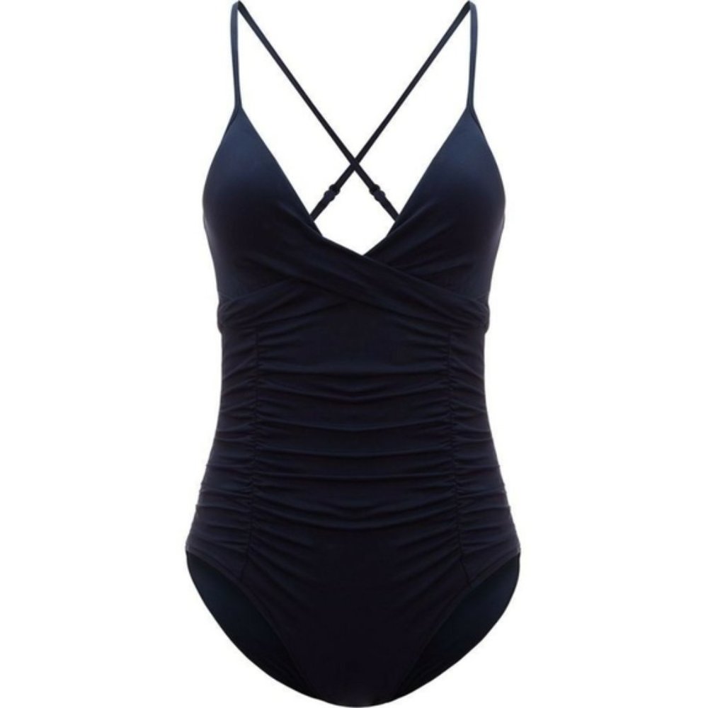 Seafolly Gathered Wrap Cross Back Swimsuit, 6 NWOT